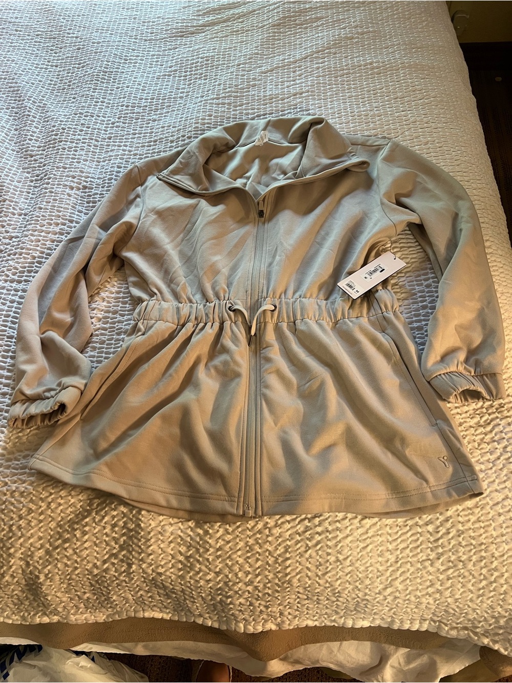 NWT Yogalicious Soft Zip-Up Drawstring Jacket - Beige